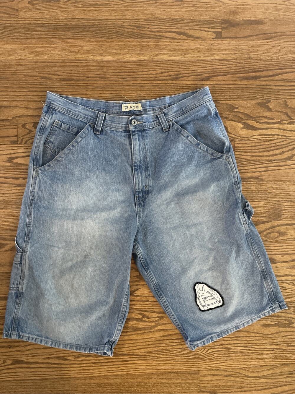Vintage Paco Jean Shorts 90s Y2K Baggy Skater Urban Denim Size 36 Inseam 13”